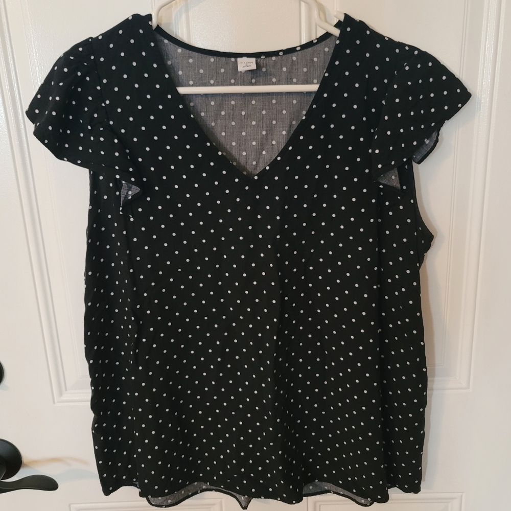Polka-dot Flutter Cap Sleeve Blouse